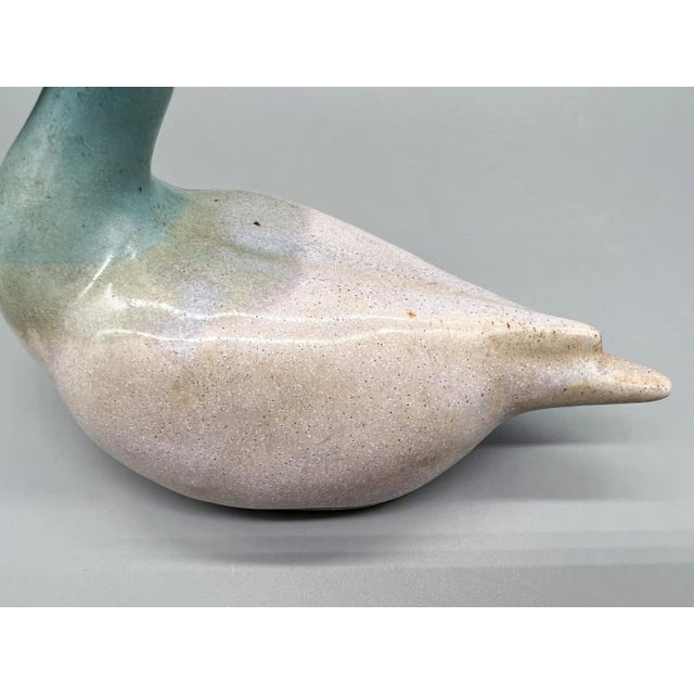 Ceramic Contemporary Studio Pottery Blue, Pink and Tan Ceramic Duck Figure For Sale - Image 7 of 10