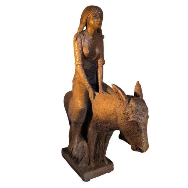 Liège School Artist, Young Girl with Donkey, 1970, Terracotta For Sale - Image 13 of 13
