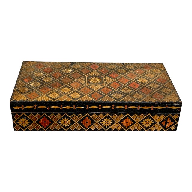 Vintage Russian Wooden Box For Sale