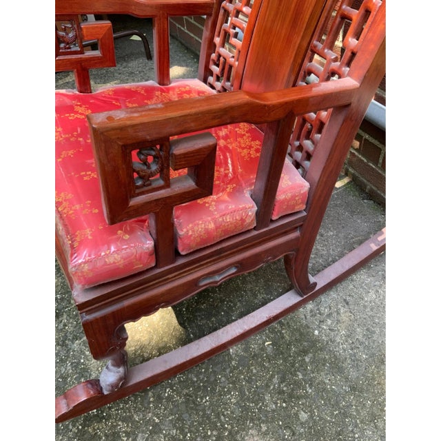 Chinoiserie Rosewood Rocking Chair For Sale - Image 10 of 11