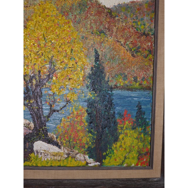 Impressionist Vintage Impressionist Style Scenery Oil Painting by Baker 1967 Framed by SPELLMAN's Inc., Fort Walton Beach, Flo. For Sale - Image 3 of 7