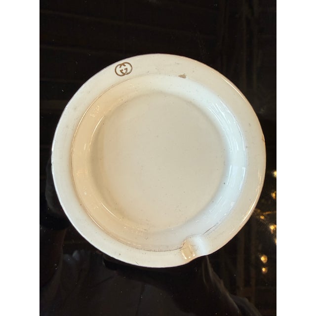 Modern Vintage Gucci White Ceramic Ashtray With Interlocking Gg Logo For Sale - Image 3 of 7