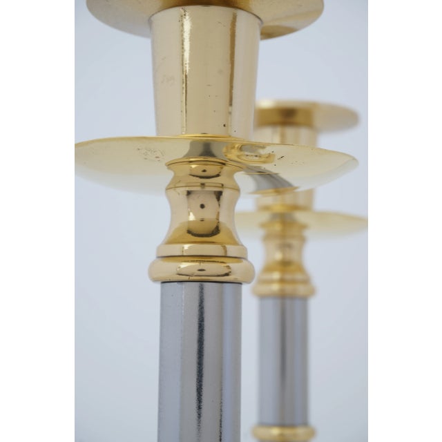 1970s Polished Mixed Metal Candle Holders Candlesticks - a Pair For Sale In West Palm - Image 6 of 7