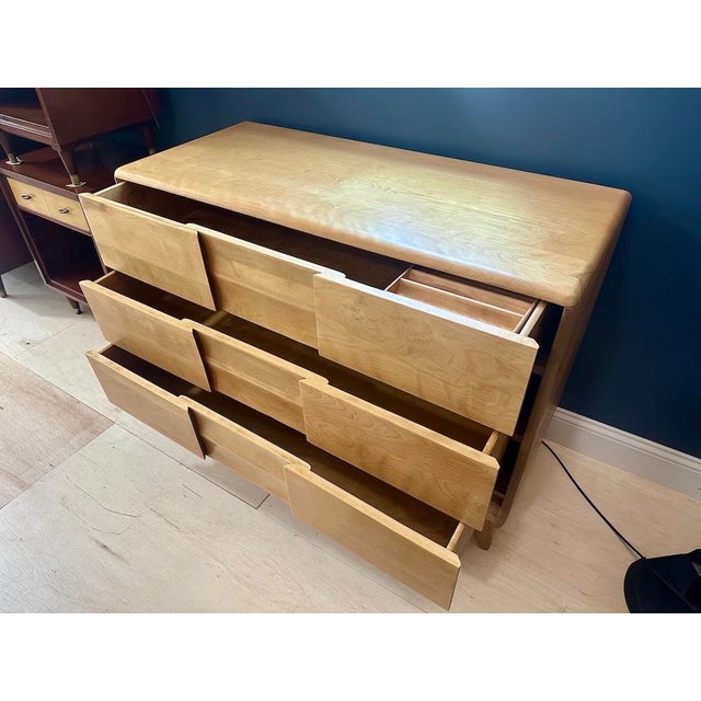 Beige 1950s Mid Century Heywood Wakefield Lowboy From the ‘Trophy” Series For Sale - Image 8 of 17