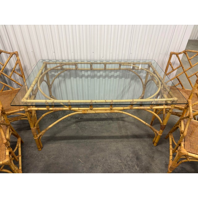 Vintage Palm Beach Chic Bamboo & Rattan Dining Set For Sale - Image 10 of 11