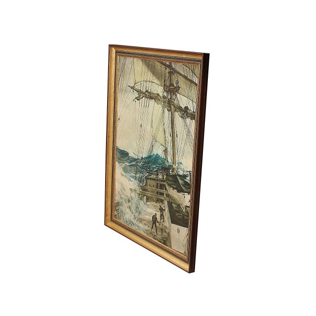 Custom Framed Rising Wind Giclee Canvas By Montague Dawson