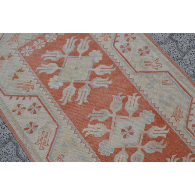 Textile 1960s Oushak Low Pile Runner Rug For Sale - Image 7 of 11
