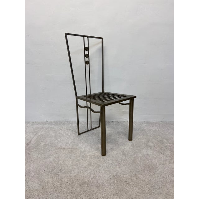 Contemporary Postmodern Sculptural Studio Crafted Steel Dining or Side Chair, 1990s For Sale - Image 3 of 13