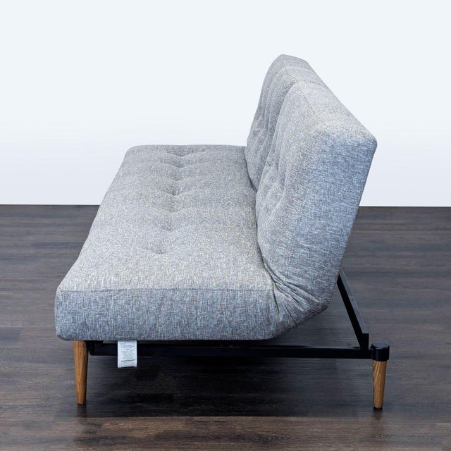 Modern Modern Gray Sleeper Sofa With Wood Legs - Convertible Futon Bed For Sale - Image 3 of 11