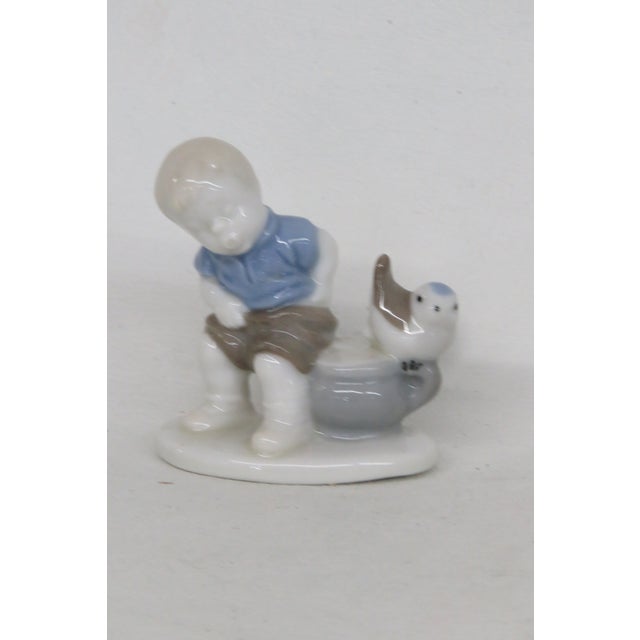 Figurative West Germany Porcelain Boy and Bird Small Figurine With Glossy Finish 4499b For Sale - Image 3 of 12