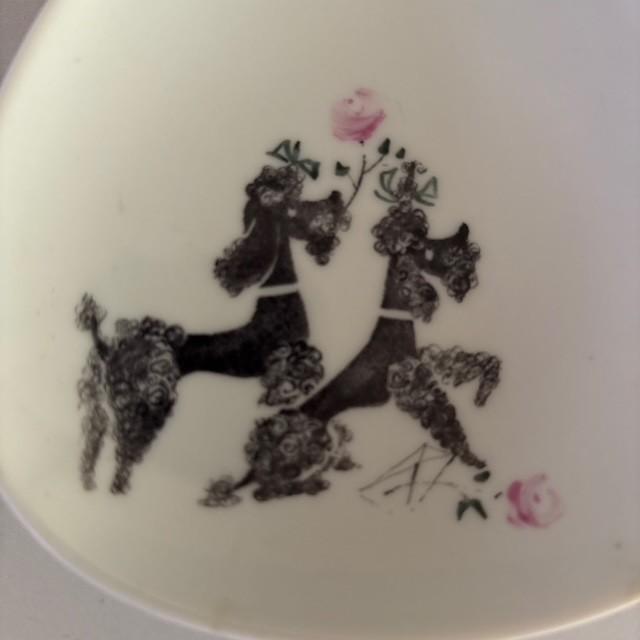 Mid-Century Modern Vintage Rosenthal Handmalerei Poodle Dog Pair Trinket Tray Jewelry Dish, Germany For Sale - Image 3 of 3