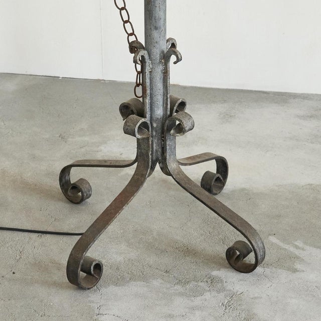 Brutalist Fish Lantern Floor Lamp in Wrought Iron, 1960s For Sale - Image 14 of 15