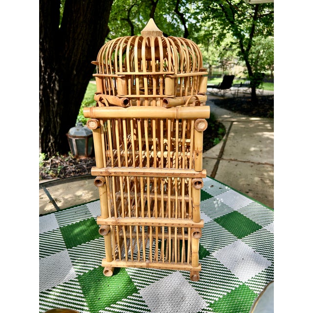 Vintage Rattan Pagoda Wine Rack For Sale - Image 4 of 5