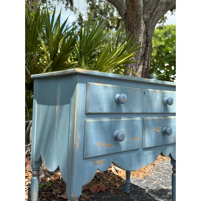 Vintage Lexington Painted Blue Accent Chest / Side Table With Three Drawers For Sale - Image 12 of 12