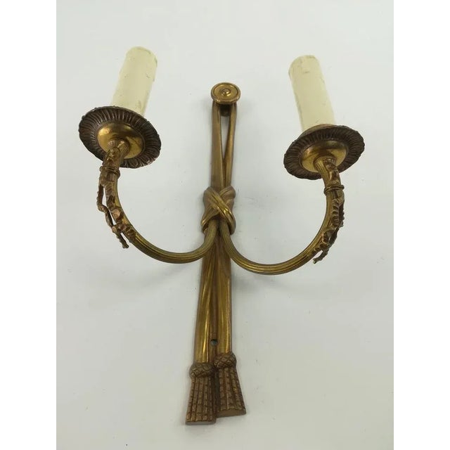 Vintage French Brass Wall Light with Candles, Set of 2 For Sale - Image 4 of 10