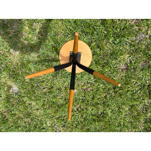 Vintage Sculptural Four-Prong Drink Table in Hardwood and Black Metal For Sale - Image 11 of 12