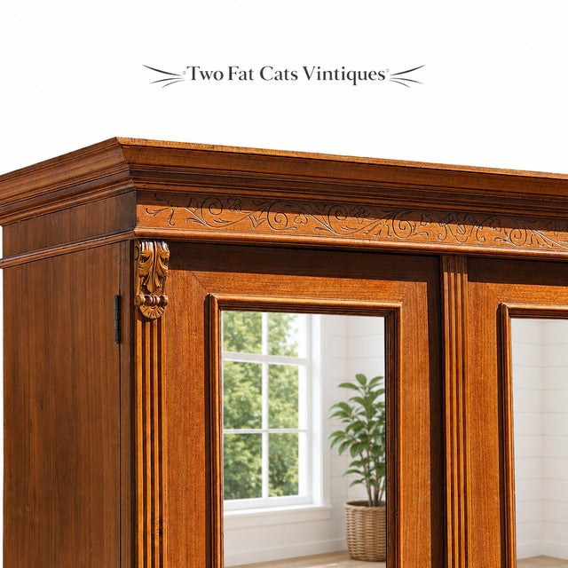 Antique Victorian Mirrored Wardrobe | Armoire | Linen Press | Circa 1880–1910 For Sale - Image 9 of 18