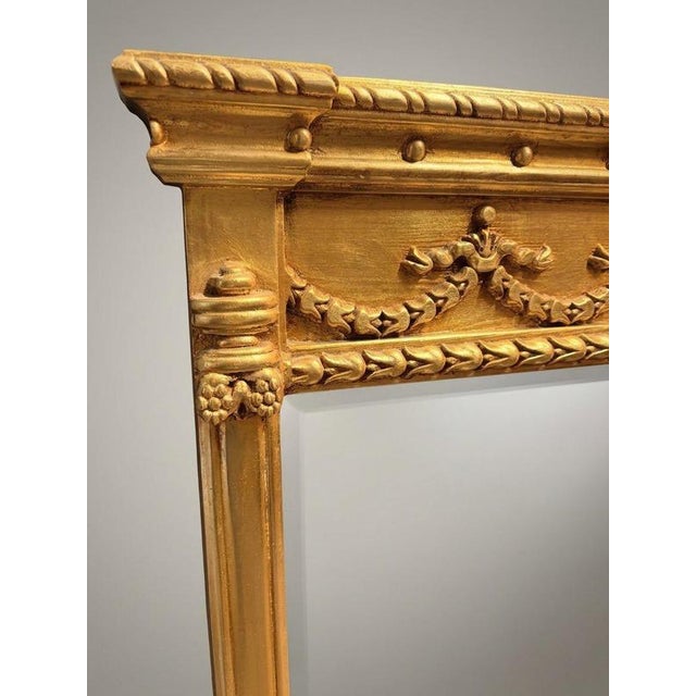 Hollywood Regency Regency Style Carved Giltwood Overmantel Mirror For Sale - Image 3 of 4