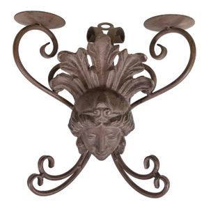 Large Vintage Wrought Iron Wall Sconce Double Candle Holder 12”w X 14”h Brutalist Style