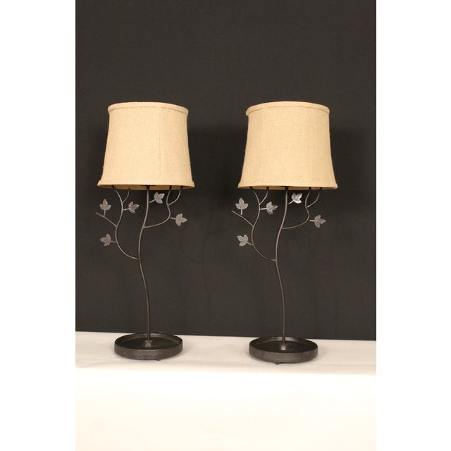 1930s Eastlake Hand Forged Iron Lamps - a Pair For Sale - Image 4 of 12