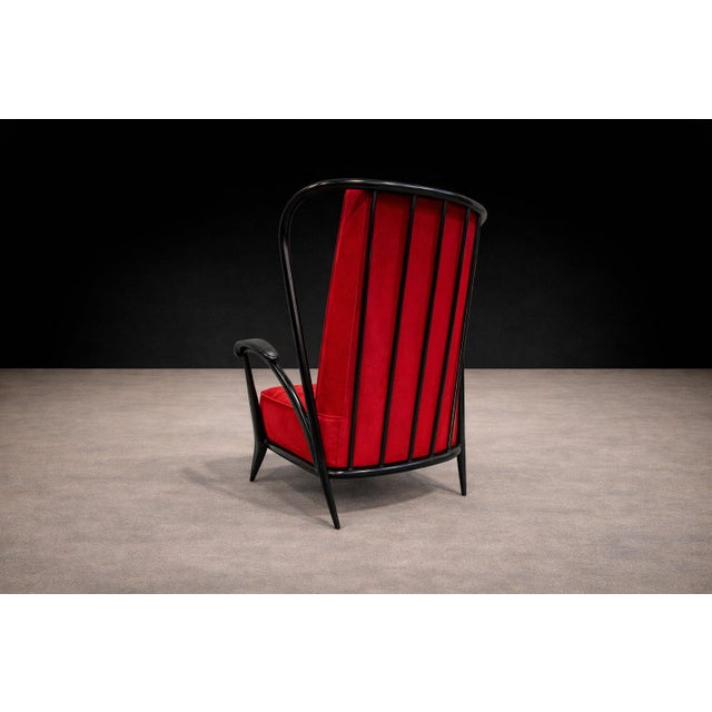 Armchair in Hardwood with Ebony Finish and Red Fabric, Giuseppe Scapinelli, 1950s - Lot 581 For Sale - Image 9 of 14