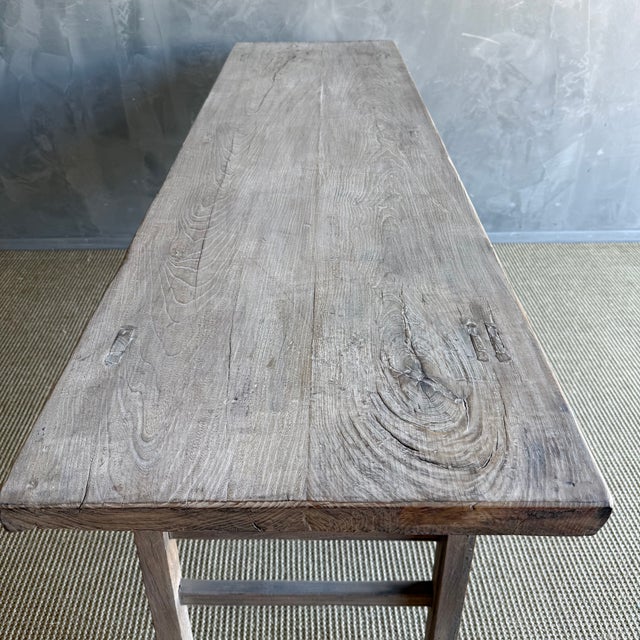 Vintage Painted Elm Wood Console Table With Drawers For Sale - Image 10 of 13