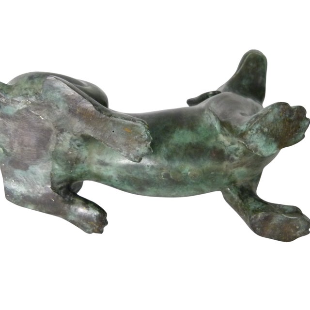 Mid-Century Solid Bronze Dachshund Sculpture . Weighs 10 LBS . For Sale - Image 10 of 11