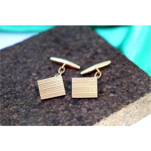 Gold Cufflinks with Guilloche Bands, Set of 2 For Sale - Image 5 of 6