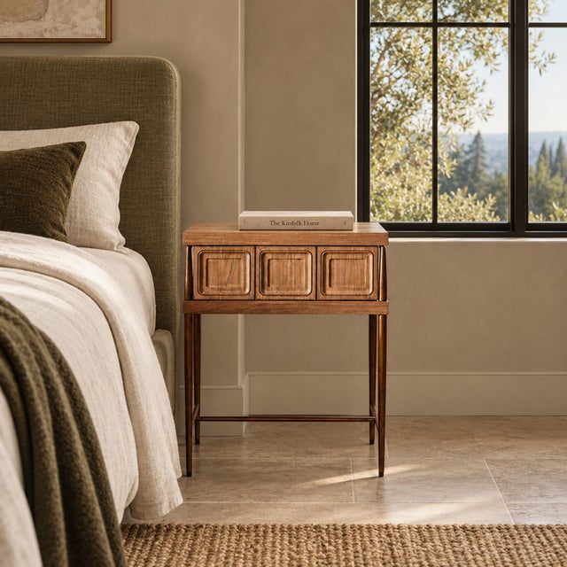 Tan Olivia Carved Drawer Nightstand For Sale - Image 8 of 8