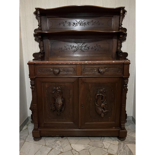 Early 20th Century Art Nouveau Sideboard in Solid Walnut For Sale - Image 11 of 12