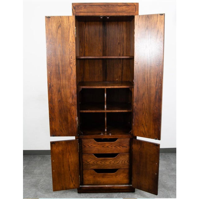 Campaign Vintage Henredon Tall Cabinets Campaign Style With Brass Accents, 2 Pieces, Attributed For Sale - Image 3 of 4