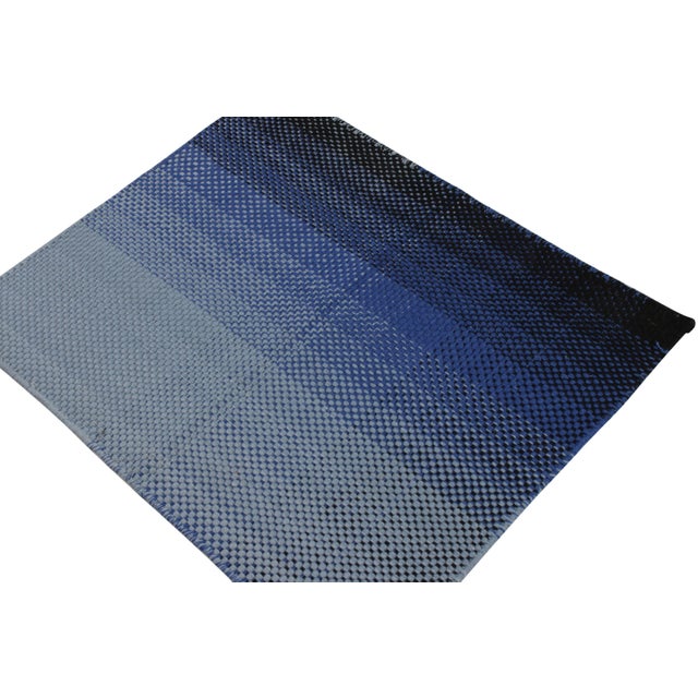 Rug & Kilim's Modern Square Rug in Blue With Geometric Gradient Design For Sale In New York - Image 6 of 7