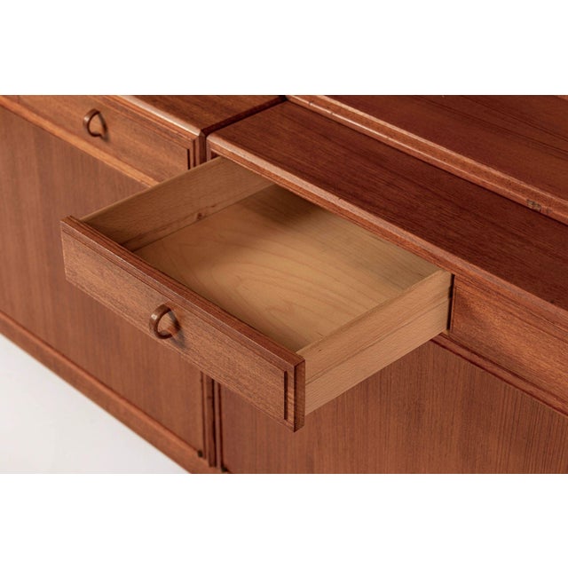 Brown 1960s Mid Century Swedish Teak Wood Bookshelf Wall Unit by Bodafors For Sale - Image 8 of 17