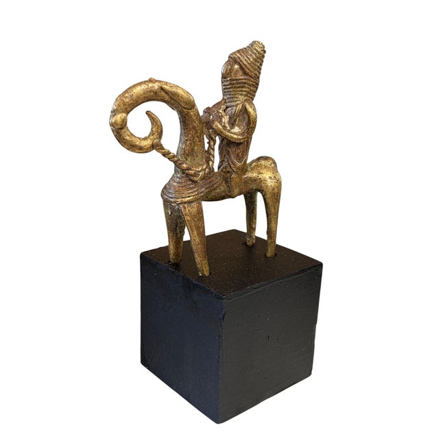 African Vintage African Dogon Bronze Horseman Gold Weight Mali 5.25" H on Stand For Sale - Image 3 of 6