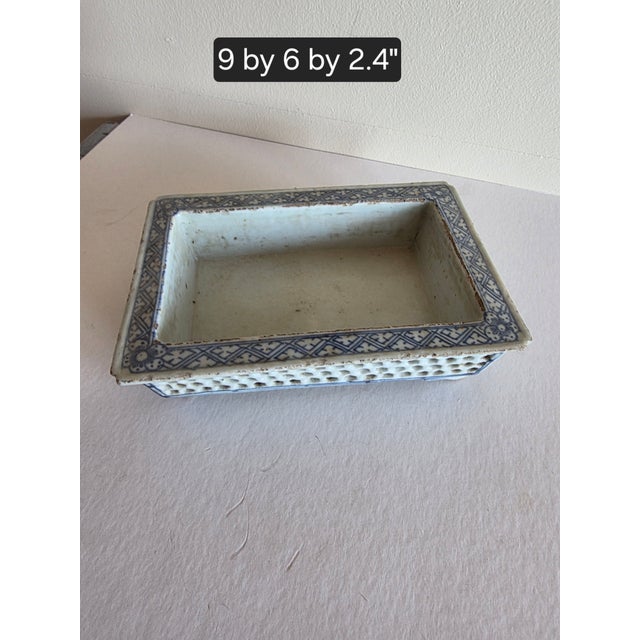 Chinese Blue and White Rectangular Shaped Planter For Sale - Image 9 of 11