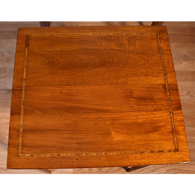 1920s 1920 Antique English Regency Mahogany Inlaid Set of 4 Nesting Tables For Sale - Image 5 of 8