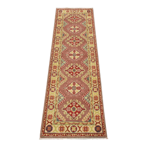 Kazak Runner 2′ X 6’5” Brown Wool Tribal Hand-Knotted Oriental Rug