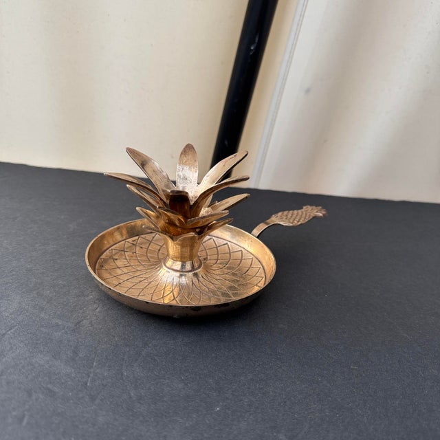 Metal Vintage Brass Pineapple Candle Holder For Sale - Image 7 of 10