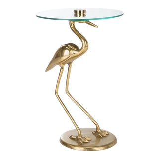 Tori Crane Base Accent Table - Gold/Glass For Sale