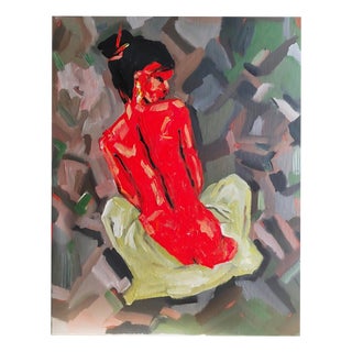 Natalia Vypritskaia, Study of a Red Nude, Oil on Canvas For Sale