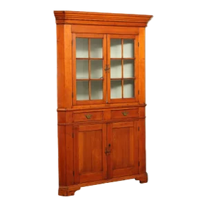 Antique American Chippendale Farmhouse Style Cherry Corner Cabinet