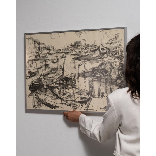 1970s France Expressionism Brown Wood Drawing For Sale - Image 10 of 15