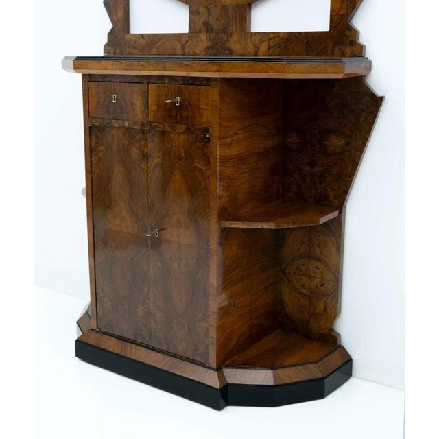 Brown Walnut Root Sideboard with Mirror, 1900 For Sale - Image 8 of 11