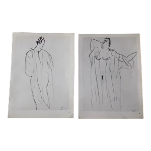 Vintage Henri Matisse Mid 20th Century Nude Female Lithographs - a Pair