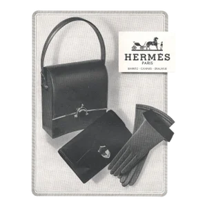1950 Mid-Century French Hermes Advertisement Print-Handbag, Purse, Gloves