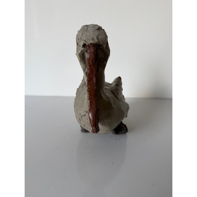 Beige Vintage Handmade Studio Pottery Abstract Pelican Sculpture For Sale - Image 8 of 11