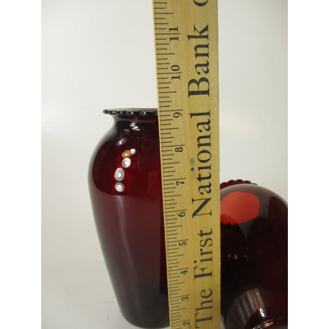 Pair Vintage Red Glass Vases For Sale - Image 11 of 18