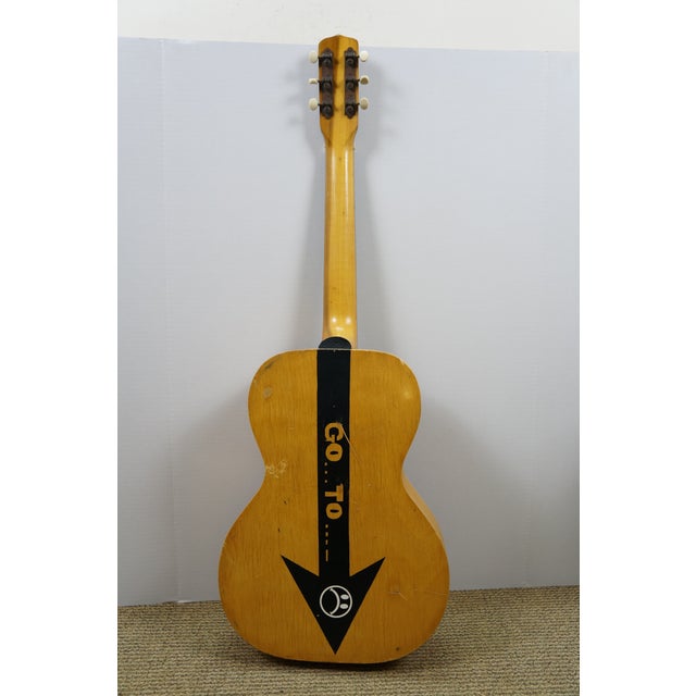 Vintage Folk Art Painted American Flag 3/4 Acoustic Guitar Usa For Sale - Image 4 of 16