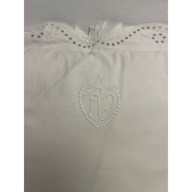 Antique European Bavarian breakfast pillow with 2" hand embroidered border. Hand covered buttons. Inserts included.