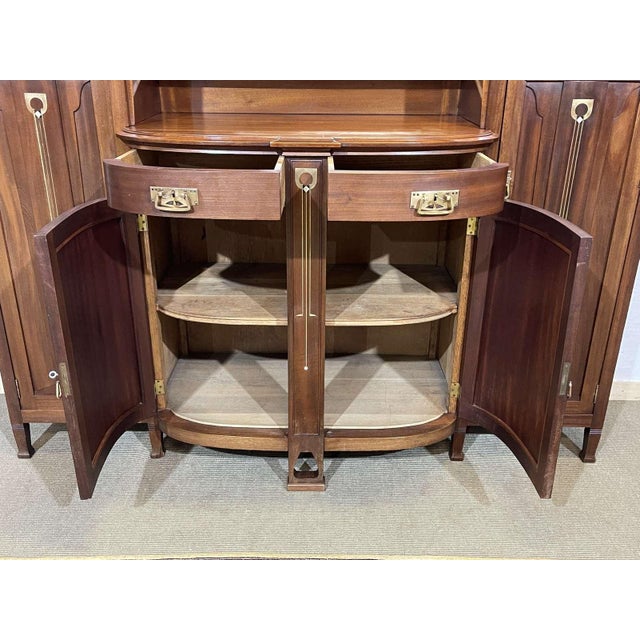 Art Nouveau Mahogany Sideboard with Clock in the style of Gustave Serrurier Bovy, 1890s For Sale - Image 16 of 18